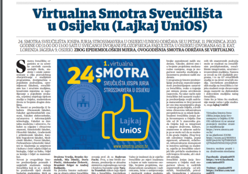Virtualna Smotra Sveučilišta u Osijeku (Sveučilišni glasnik), 11. prosinca 2020.