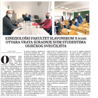 Kineziološki fakultet slavonskom x-icom otvara vrata suradnje svim studentima Osječkog sveučilišta (Sveučilišni glasnik), 25.ožujak. 2021.