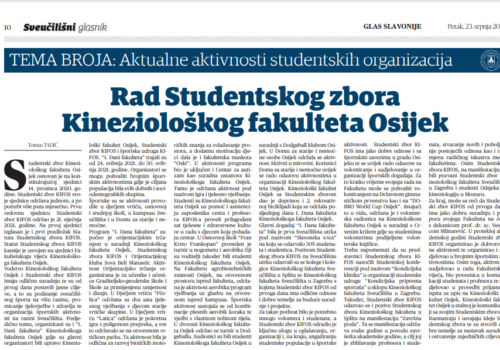 Rad Studenskog zbora Kineziološkog fakulteta Osijek-SVEUČILIŠNI GLASNIK