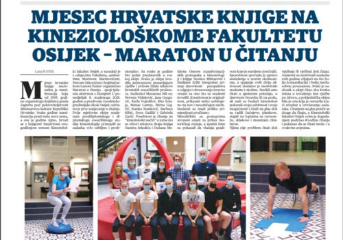 MJESEC HRVATSKE KNJIGE NA KINEZIOLOŠKOME FAKULTETU OSIJEK- MARATON U ČITANJU