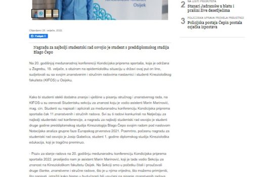 Prvi znanstveni uspjesi studenata Kineziološkoga