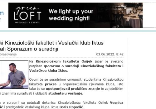 Sporazum o suradnji Kineziološkoga fakulteta Osijek i VK “IKTUS”