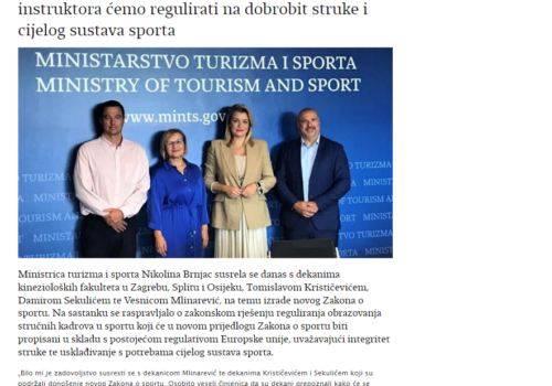 Ministrica turizma i sporta s dekanima kinezioloških fakulteta