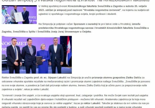 Održan simpozij „Hrvatska nogometna izvrsnost“ na Kineziološkom fakultetu