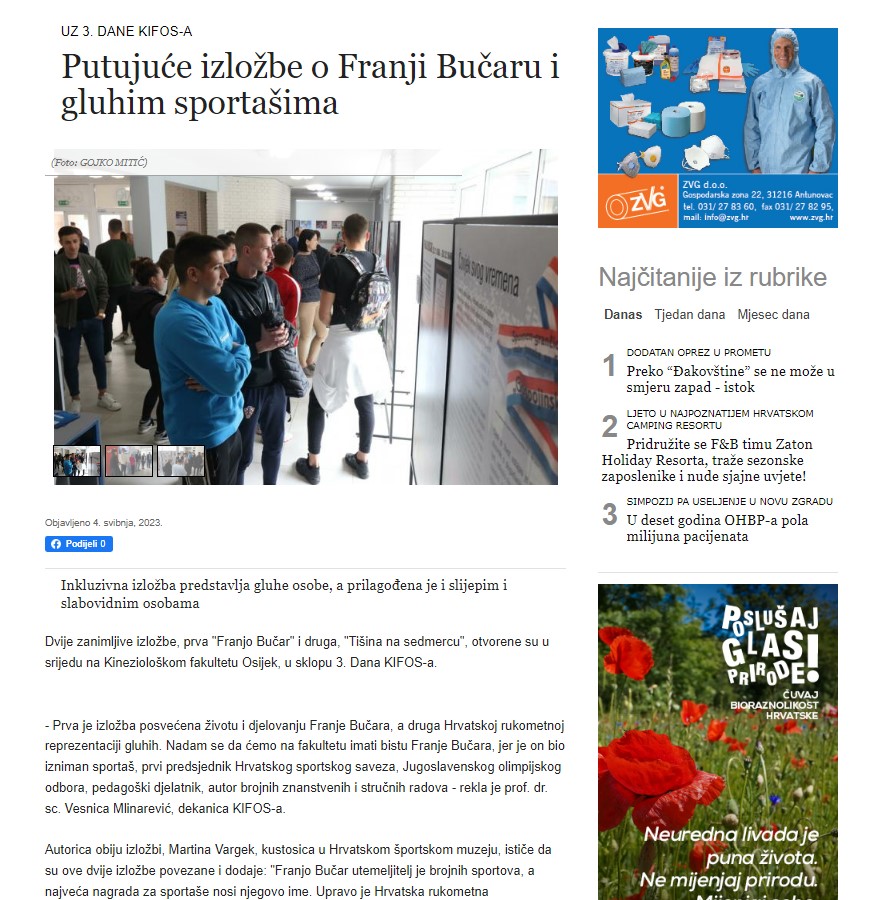 UZ 3. DANE KIFOS-a – Putujuće izložbe o Franji Bučaru i gluhim sportašima
