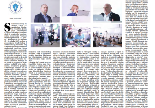 Održana 1. studentska međunarodna konferencija Kineziološkog fakulteta Osijek, Studentske sekcije za znanost KIFOS Važnost interdisciplinarnosti u sportu.