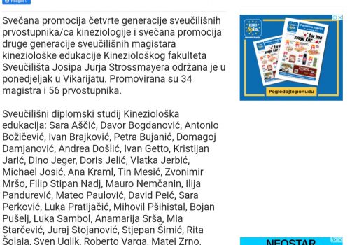 Održana svečana promocija 34 magistra i 56 prvostupnika