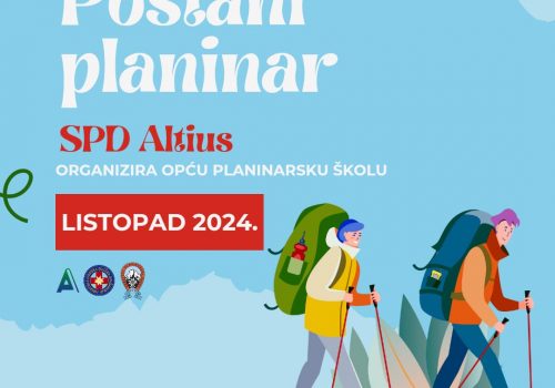 Najava upisa u Opću planinarsku školu u organizaciji Sveučilišnog planinarskog društva Altius, Osijek